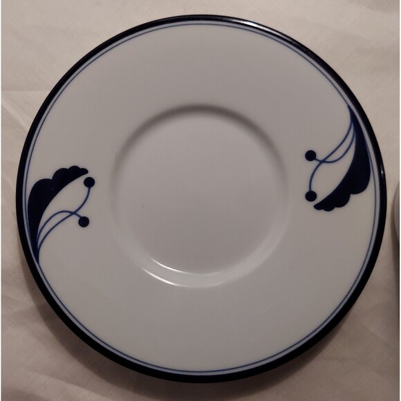 Dansk Flora Bayberry Coffee Tea Cup Mug And Saucer Made In Portugal Blue White - Picture 5 of 11